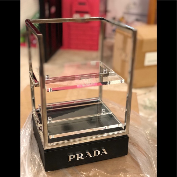 NEW PRADA STEEL&LUCITE 2 TIER/SHELF VANITY DISPLAY - Picture 6 of 8